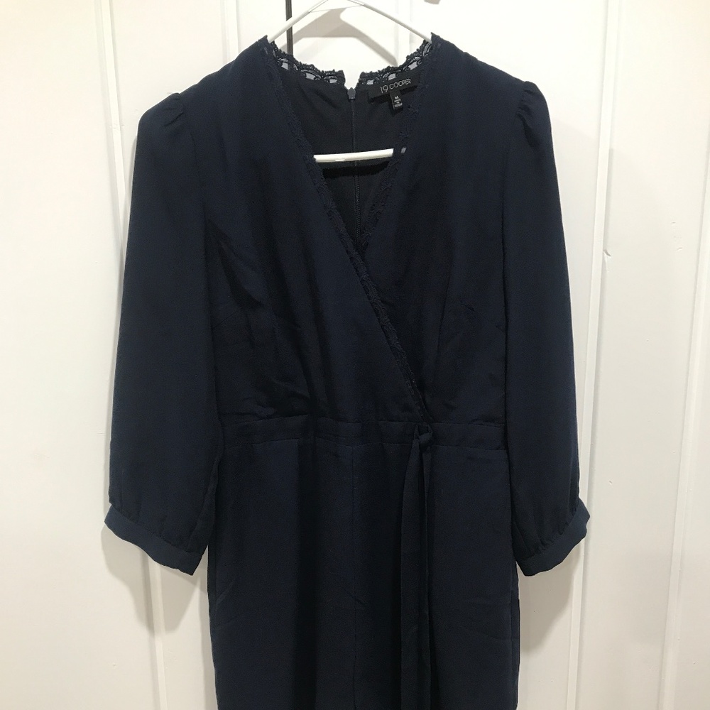 Navy romper with 3/4 length sleeves